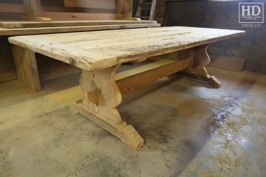 reclaimed wood table, unfinished table, gerald reinink, trestle table