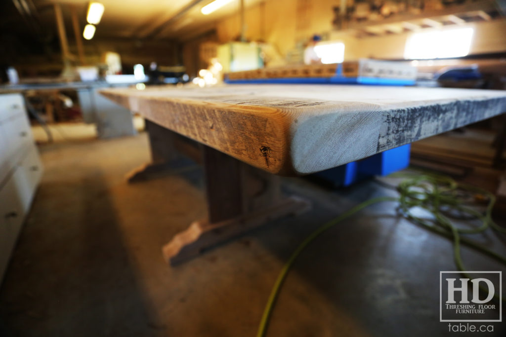 reclaimed wood table, unfinished table, gerald reinink, trestle table