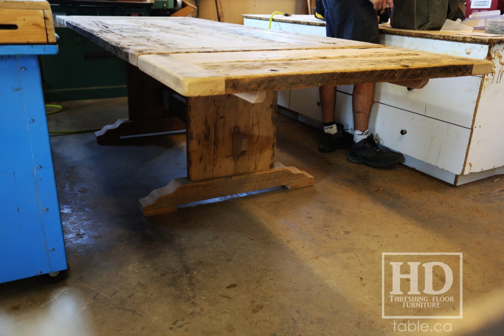 reclaimed wood table, unfinished table, gerald reinink, trestle table