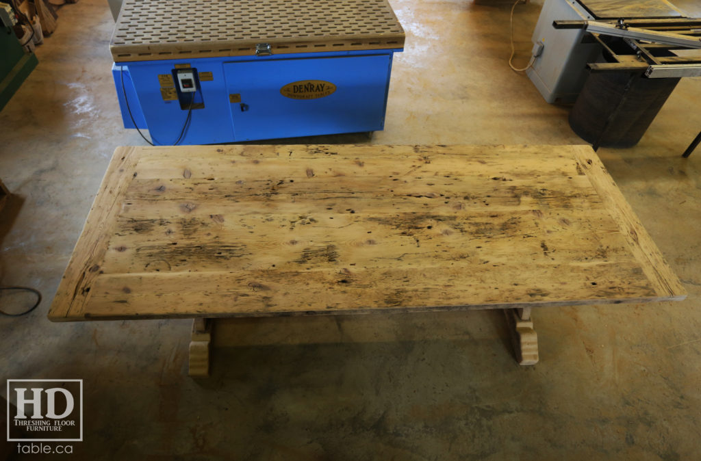 reclaimed wood table, unfinished table, gerald reinink, trestle table