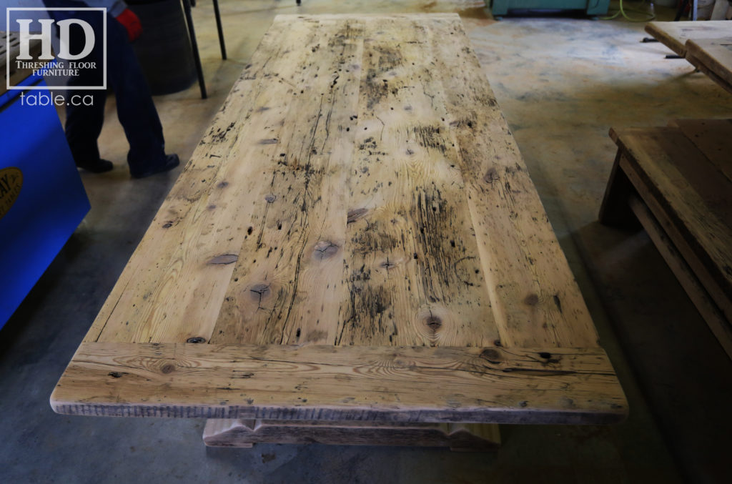 reclaimed wood table, unfinished table, gerald reinink, trestle table