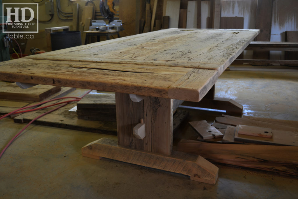 reclaimed wood table, unfinished table, gerald reinink, trestle table