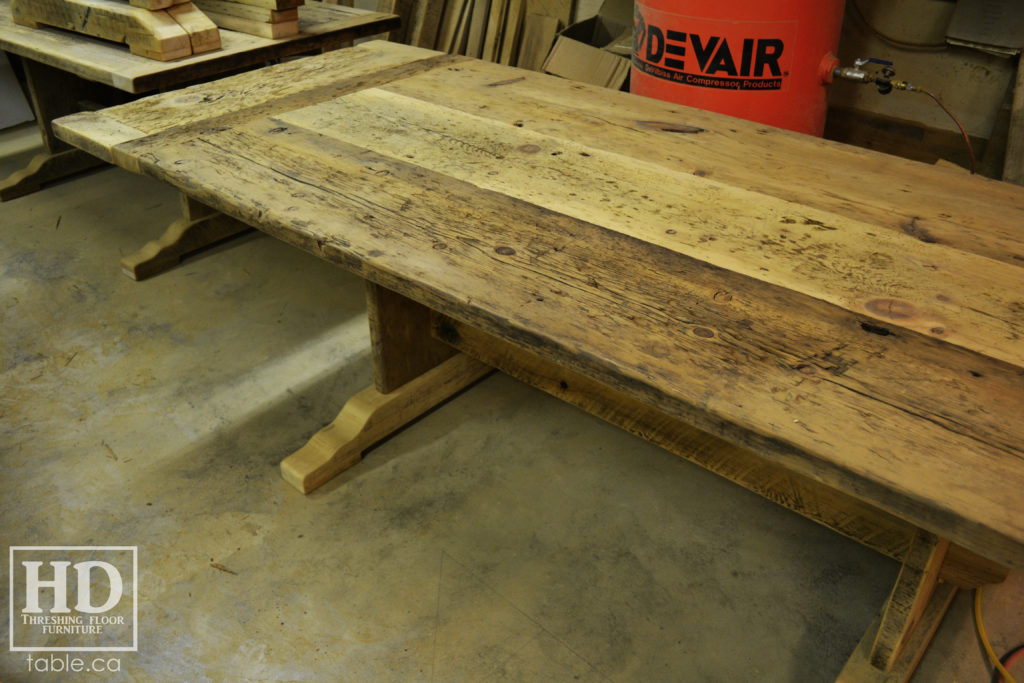 reclaimed wood table, unfinished table, gerald reinink, trestle table