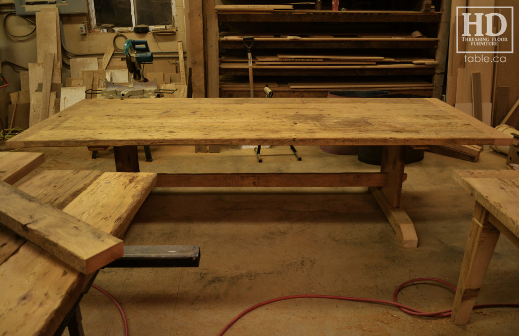 reclaimed wood table, unfinished table, gerald reinink, trestle table