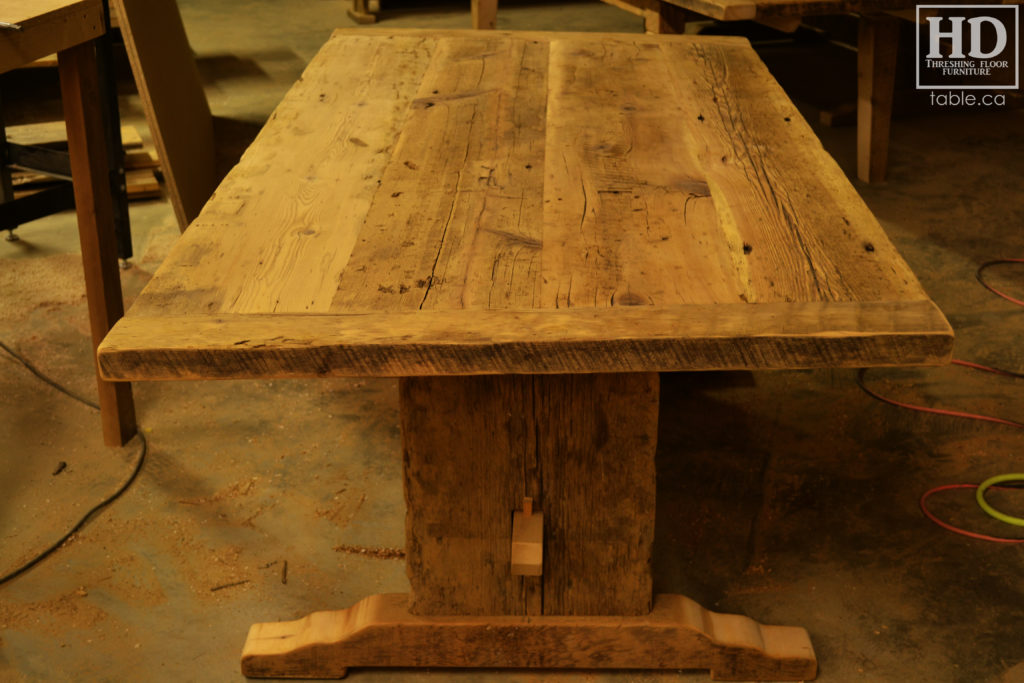 reclaimed wood table, unfinished table, gerald reinink, trestle table