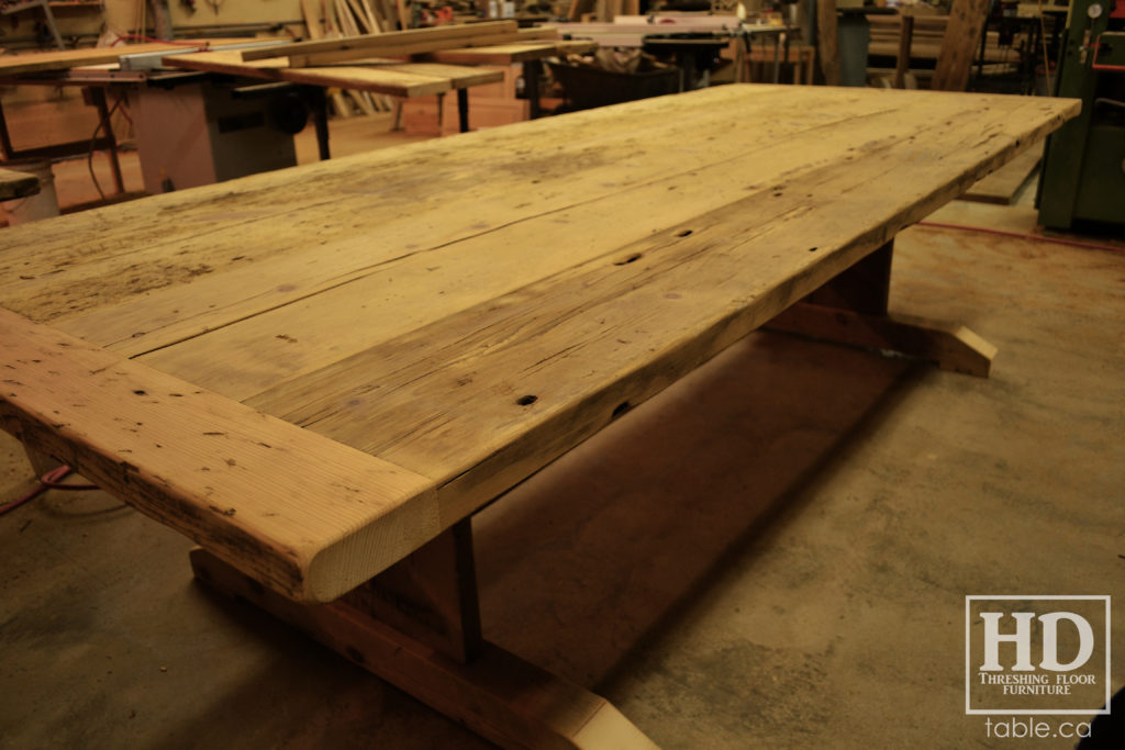 reclaimed wood table, unfinished table, gerald reinink, trestle table