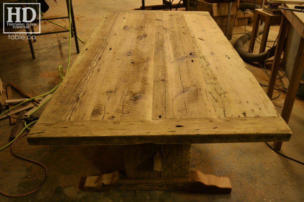 reclaimed wood table, unfinished table, gerald reinink, trestle table