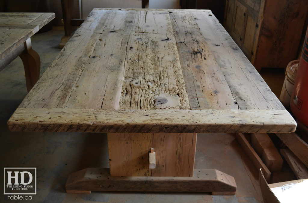 reclaimed wood table, unfinished table, gerald reinink, trestle table