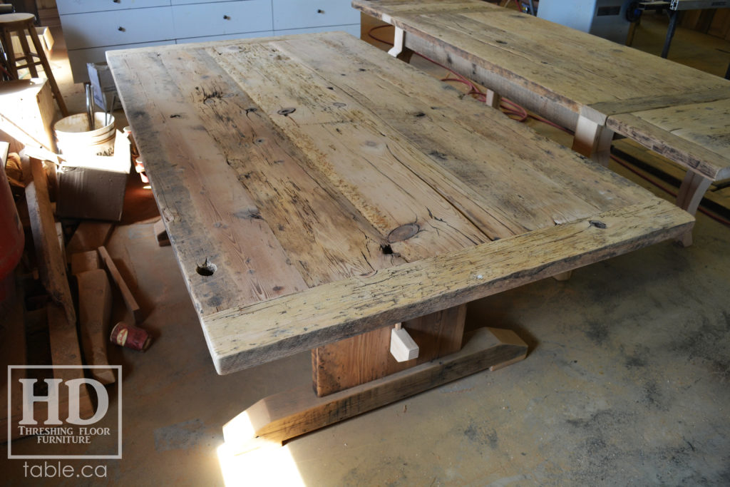 reclaimed wood table, unfinished table, gerald reinink, trestle table