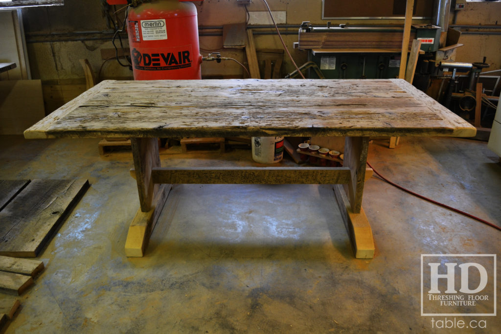 reclaimed wood table, unfinished table, gerald reinink, trestle table