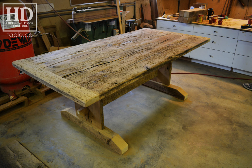 reclaimed wood table, unfinished table, gerald reinink, trestle table