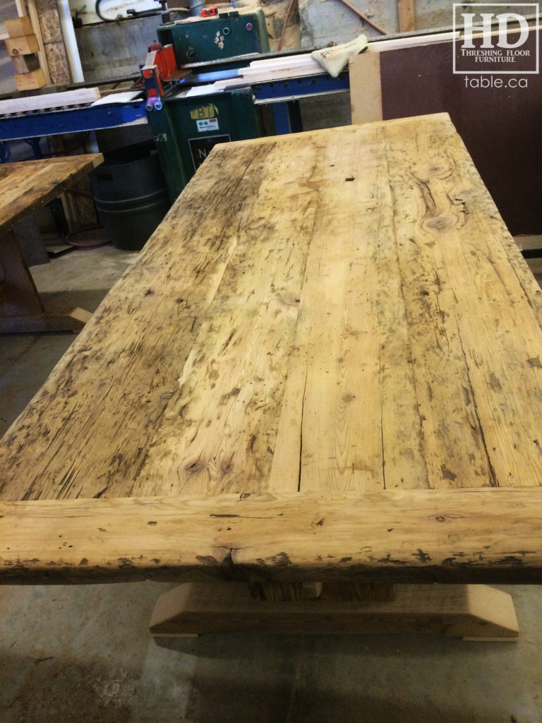 reclaimed wood table, unfinished table, gerald reinink, trestle table