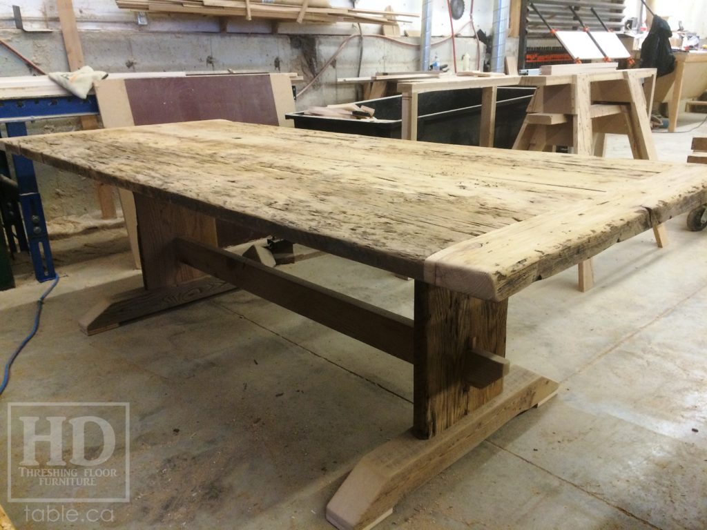 reclaimed wood table, unfinished table, gerald reinink, trestle table