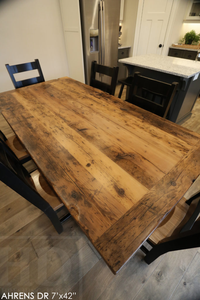 reclaimed wood table, stratford, ontario, rustic table, farmhouse table, country style table, hd threshing, solid wood furniture, mennonite furniture, barnwood table, cottage table