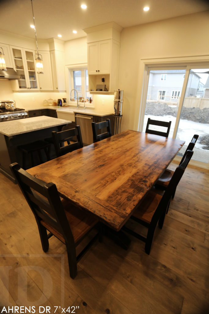 reclaimed wood table, stratford, ontario, rustic table, farmhouse table, country style table, hd threshing, solid wood furniture, mennonite furniture, barnwood table, cottage table