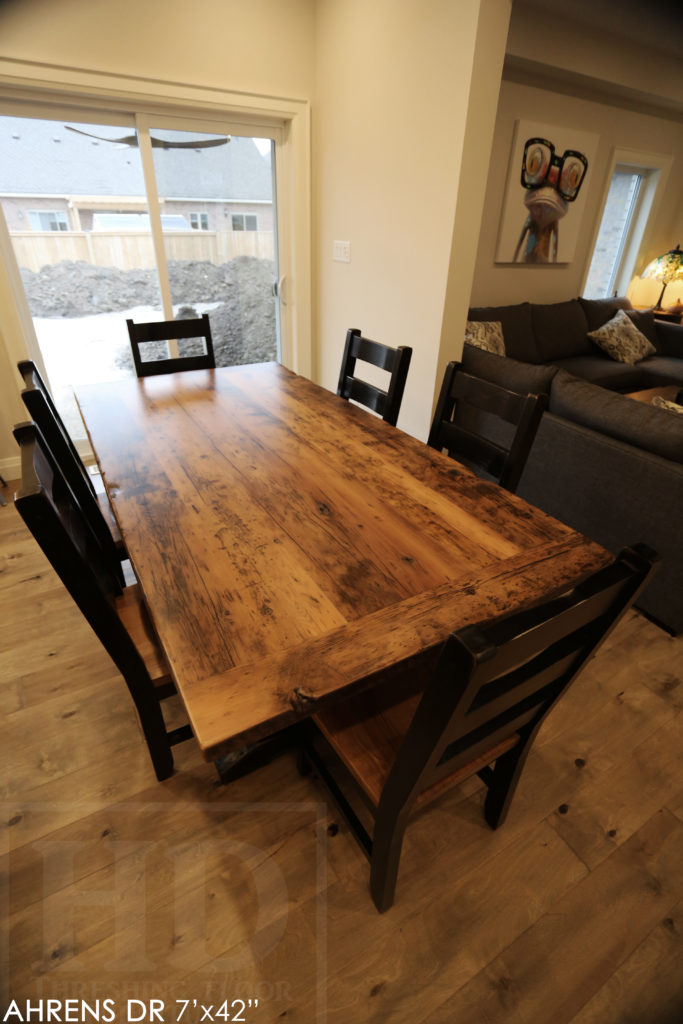 reclaimed wood table, stratford, ontario, rustic table, farmhouse table, country style table, hd threshing, solid wood furniture, mennonite furniture, barnwood table, cottage table