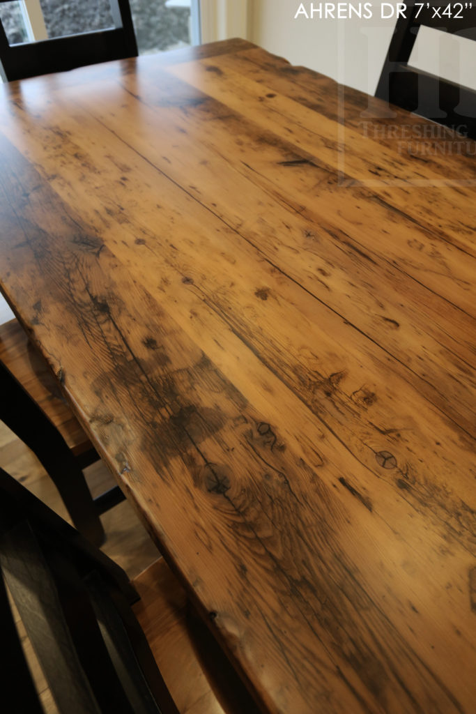 reclaimed wood table, stratford, ontario, rustic table, farmhouse table, country style table, hd threshing, solid wood furniture, mennonite furniture, barnwood table, cottage table
