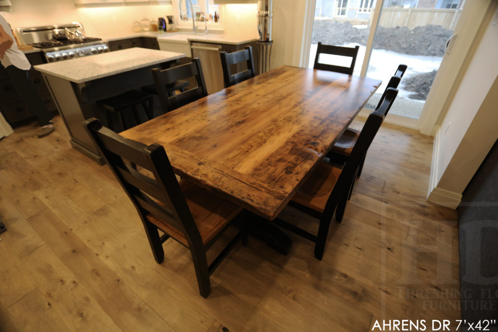 reclaimed wood table, stratford, ontario, rustic table, farmhouse table, country style table, hd threshing, solid wood furniture, mennonite furniture, barnwood table, cottage table