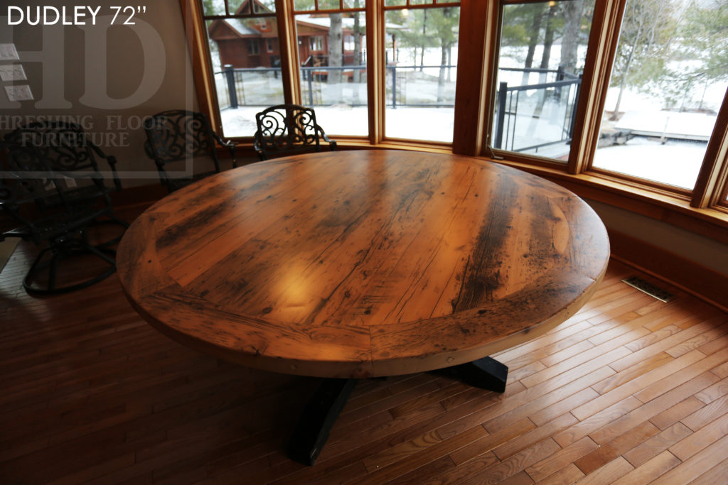 reclaimed wood round table, round table gravenhurst, hd threshing, gerald reinink, cottage round table