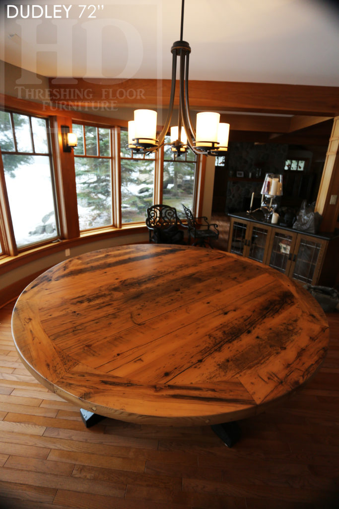 reclaimed wood round table, round table gravenhurst, hd threshing, gerald reinink, cottage round table