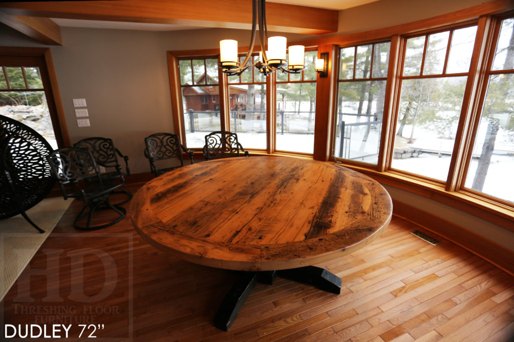 reclaimed wood round table, round table gravenhurst, hd threshing, gerald reinink, cottage round table