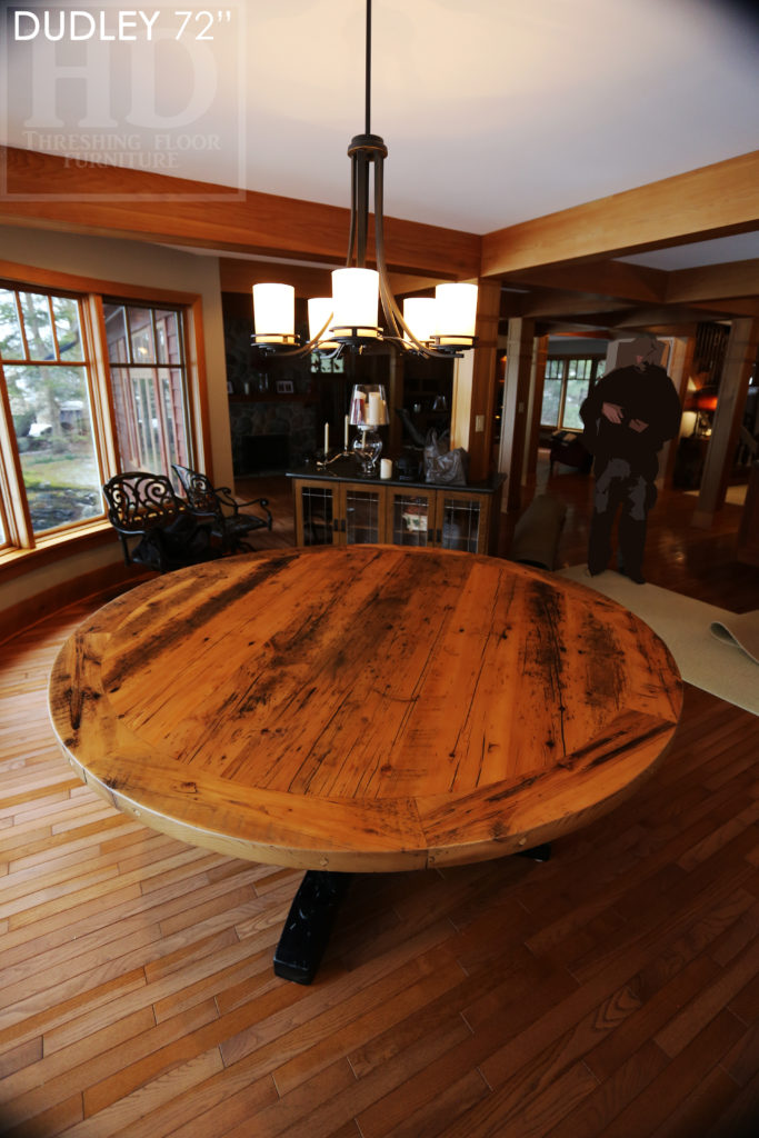 reclaimed wood round table, round table gravenhurst, hd threshing, gerald reinink, cottage round table