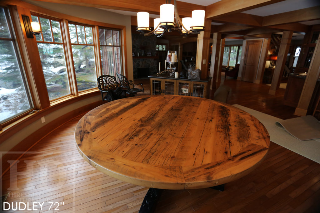 reclaimed wood round table, round table gravenhurst, hd threshing, gerald reinink, cottage round table