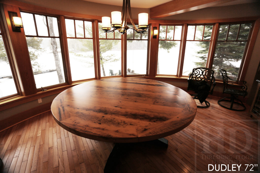 reclaimed wood round table, round table gravenhurst, hd threshing, gerald reinink, cottage round table