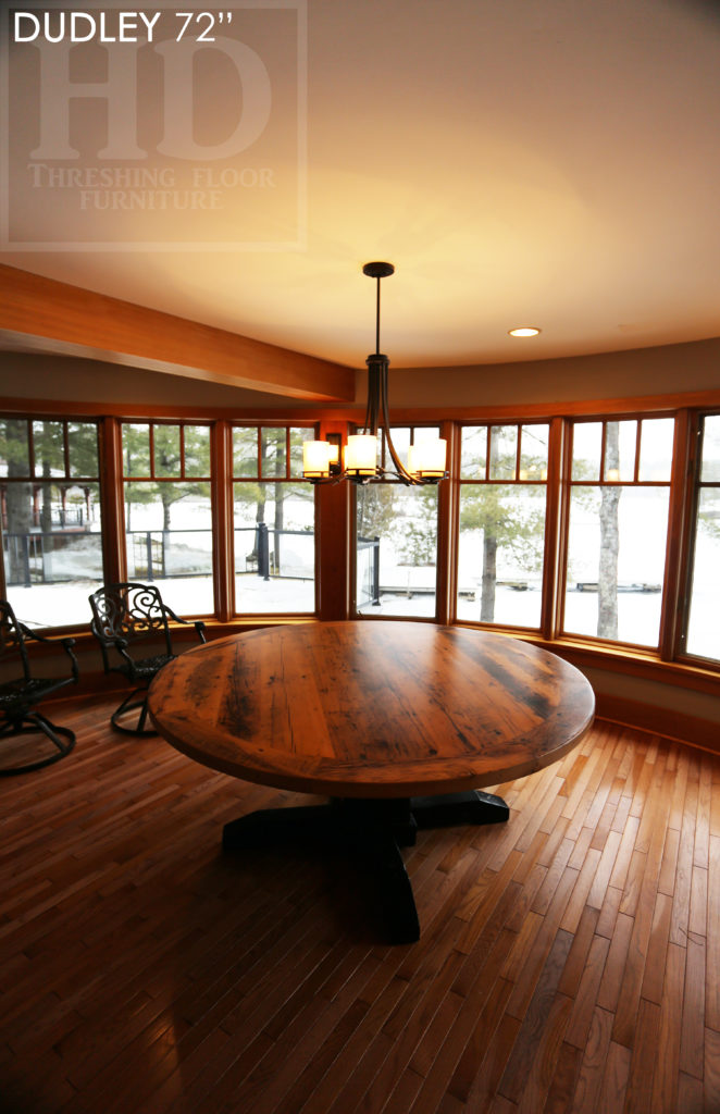 reclaimed wood round table, round table gravenhurst, hd threshing, gerald reinink, cottage round table