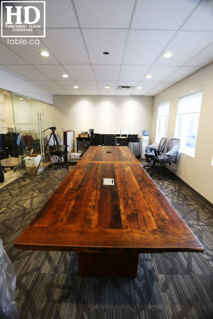 unique boardroom table, reclaimed wood boardroom table, gerald reinink, hd threshing floor furniture, epoxy