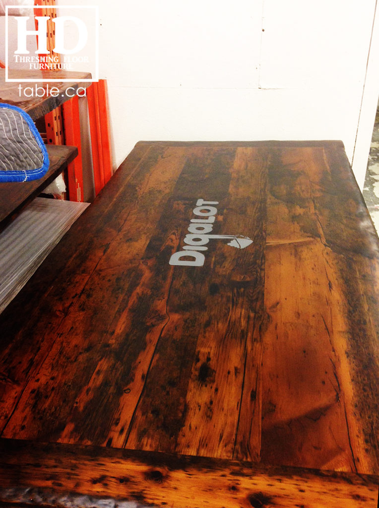 unique boardroom table, reclaimed wood boardroom table, gerald reinink, hd threshing floor furniture, epoxy, Ontario