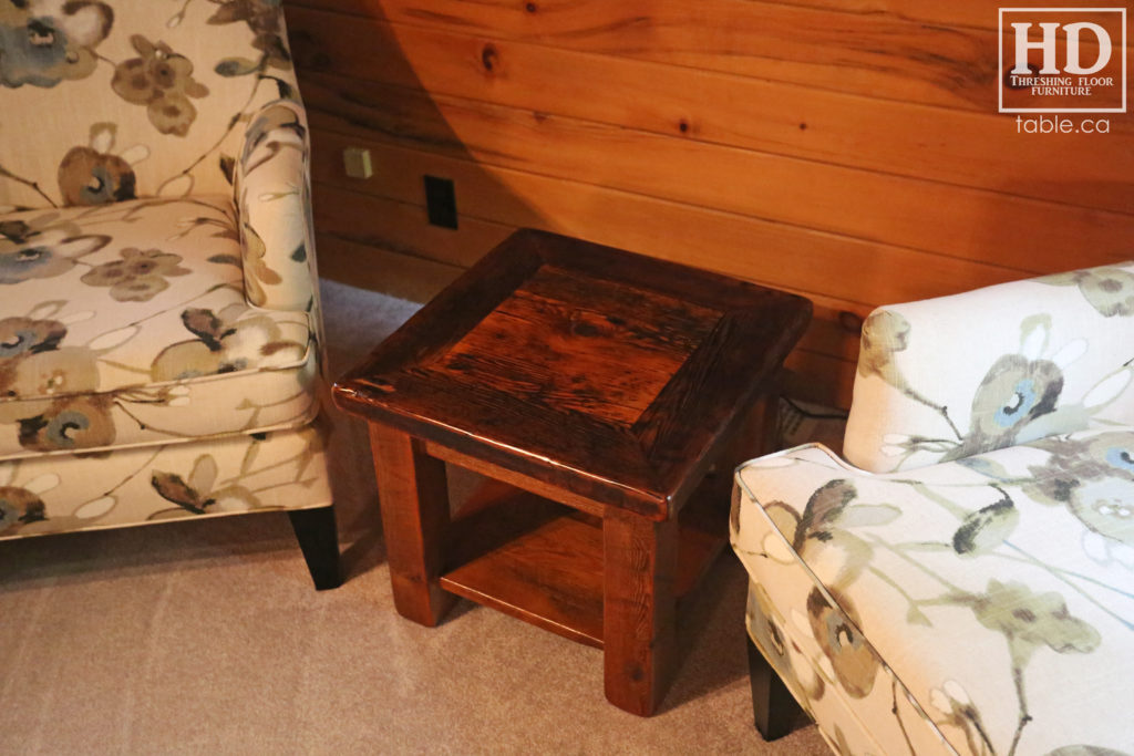 reclaimed wood end table, custom end table, side table, bedside table, Ontario, HD Threshing, HD Threshing Floor Furniture, rustic end table, rustic bedside table, custom bedside table