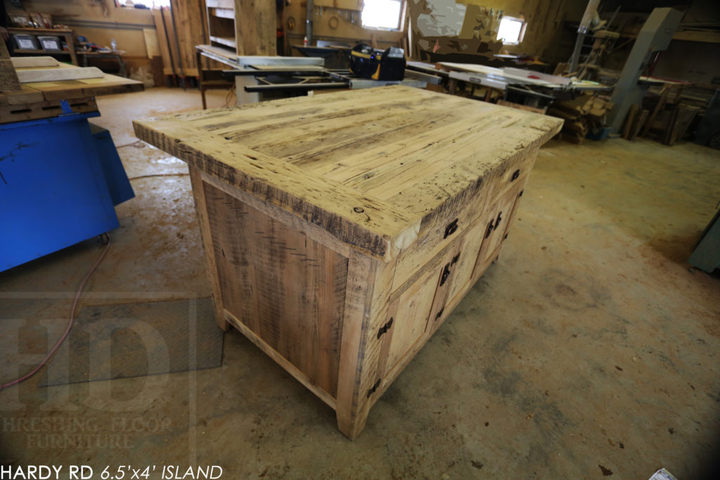 kitchen island, reclaimed wood island, rustic island, cottage island, country style island, custom reclaimed wood island, lee valley hardware, hemlock, hemlock barnboard, hemlock barnwood, epoxy, epoxy finish, unique kitchen island, gerald reinink