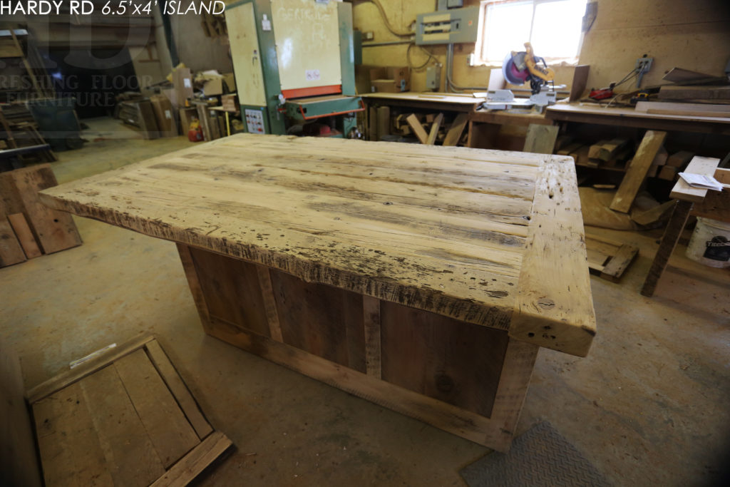 kitchen island, reclaimed wood island, rustic island, cottage island, country style island, custom reclaimed wood island, lee valley hardware, hemlock, hemlock barnboard, hemlock barnwood, epoxy, epoxy finish, unique kitchen island, gerald reinink