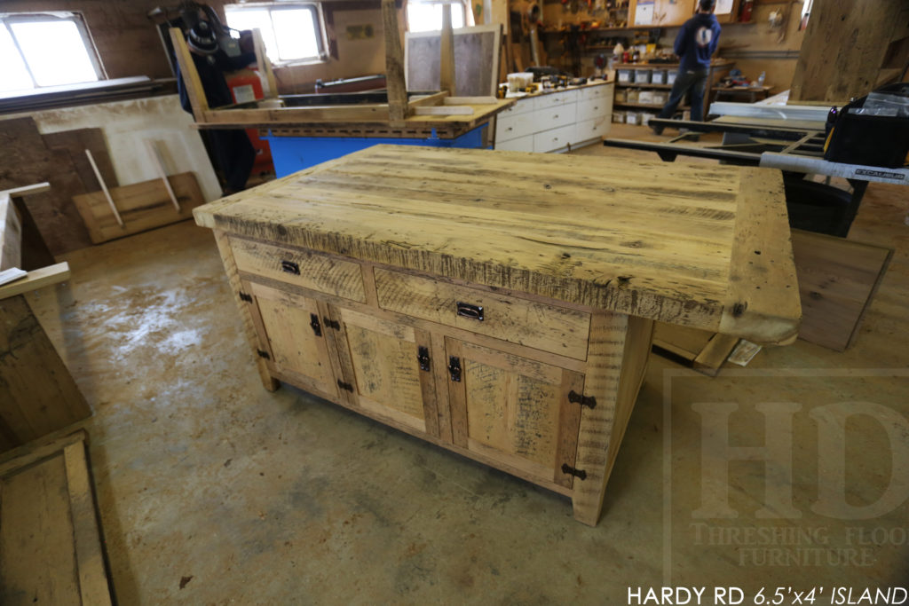 kitchen island, reclaimed wood island, rustic island, cottage island, country style island, custom reclaimed wood island, lee valley hardware, hemlock, hemlock barnboard, hemlock barnwood, epoxy, epoxy finish, unique kitchen island, gerald reinink