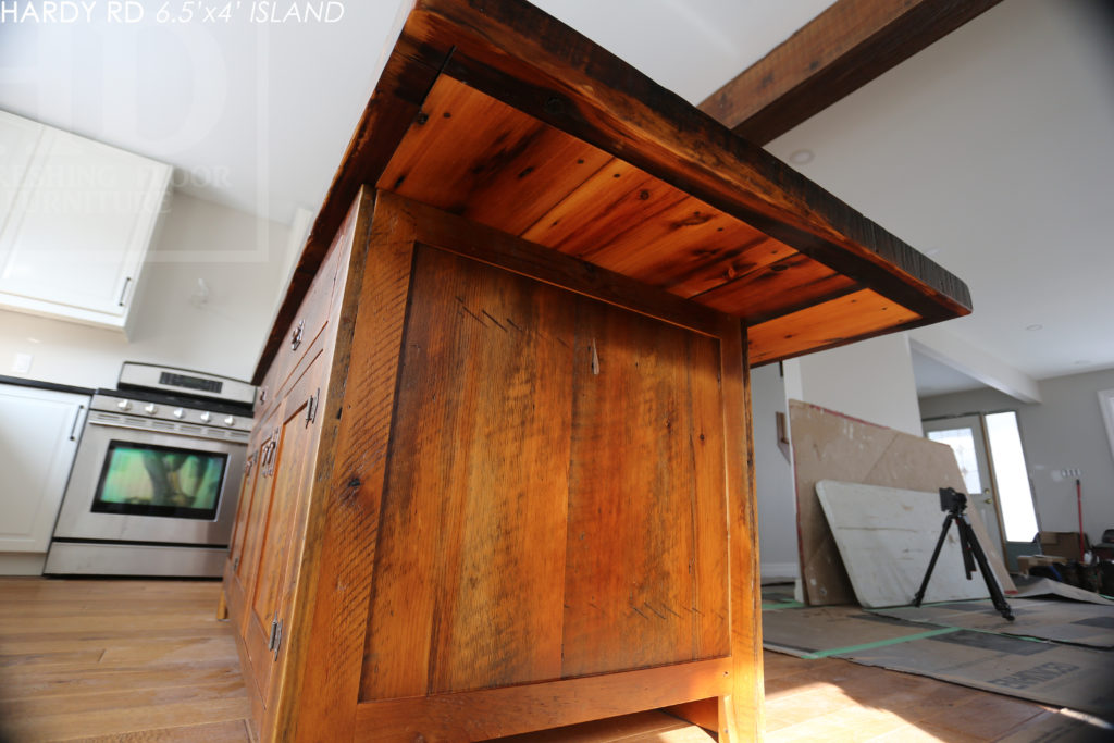 kitchen island, reclaimed wood island, rustic island, cottage island, country style island, custom reclaimed wood island, lee valley hardware, hemlock, hemlock barnboard, hemlock barnwood, epoxy, epoxy finish, unique kitchen island, gerald reinink