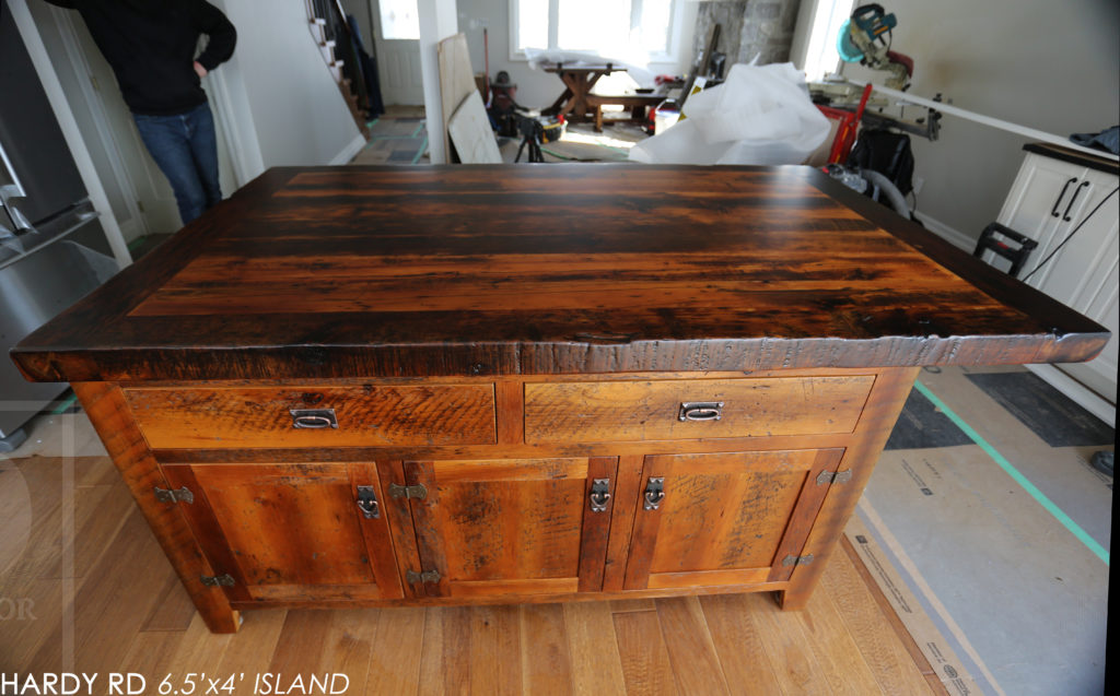 kitchen island, reclaimed wood island, rustic island, cottage island, country style island, custom reclaimed wood island, lee valley hardware, hemlock, hemlock barnboard, hemlock barnwood, epoxy, epoxy finish, unique kitchen island, gerald reinink