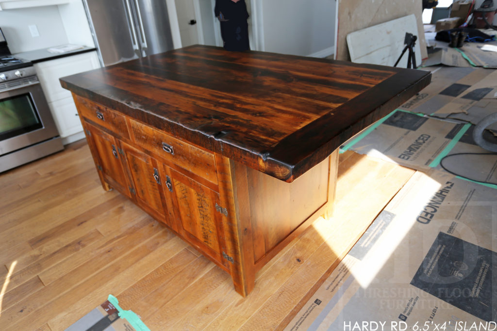 kitchen island, reclaimed wood island, rustic island, cottage island, country style island, custom reclaimed wood island, lee valley hardware, hemlock, hemlock barnboard, hemlock barnwood, epoxy, epoxy finish, unique kitchen island, gerald reinink