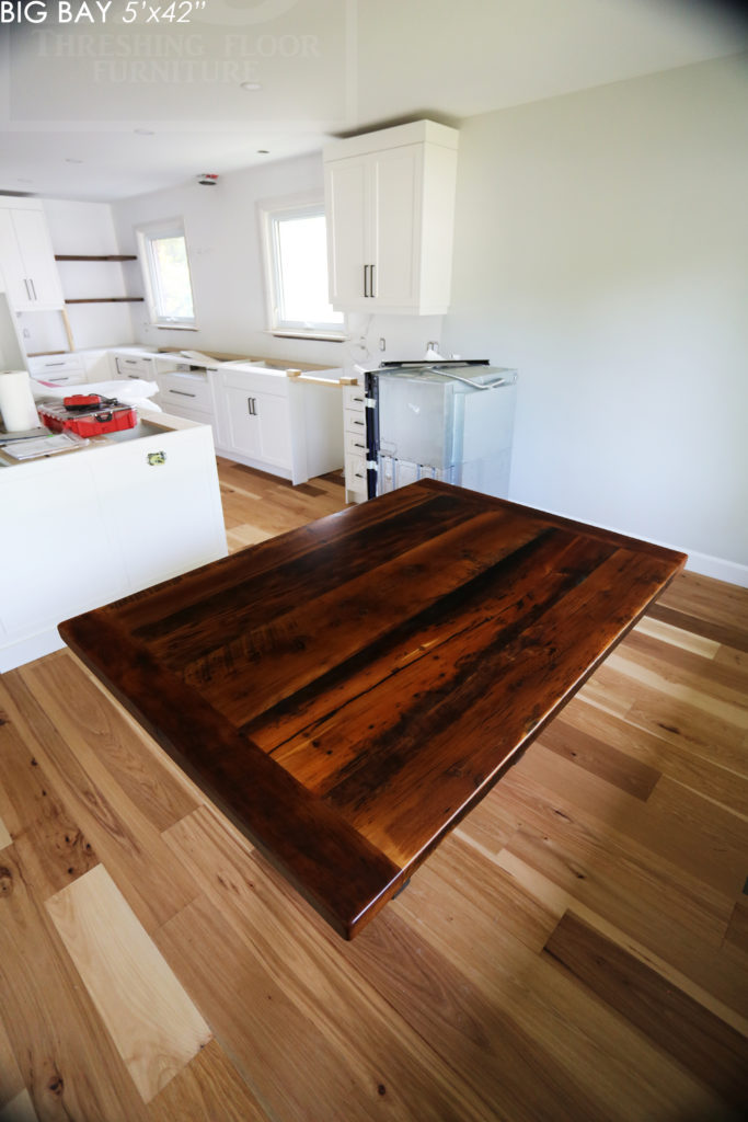 reclaimed wood table, metal base table, reclaimed wood furniture Barrie, Ontario, furniture Barrie, Gerald Reinink, metal base reclaimed wood table