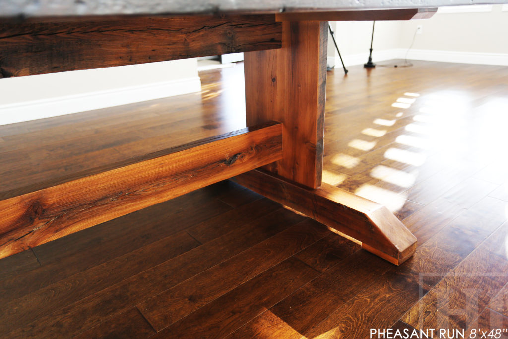 trestle table, reclaimed wood table, guelph furniture, ontario wood, rustic wood table, epoxy, threshing table, hd threshing, custom reclaimed wood table, unique wood table