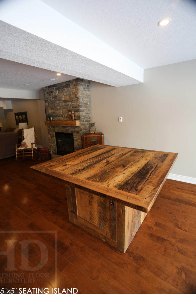 reclaimed wood island, kitchen island, custom island, solid wood island, puslinch, ontario, barnwood kitchen island, rustic kitchen island, cottage island, reclaimed wood, hd threshing, epoxy finish, rustic furniture canada, rustic furniture ontario, ontario made, island, wood island, epoxy island