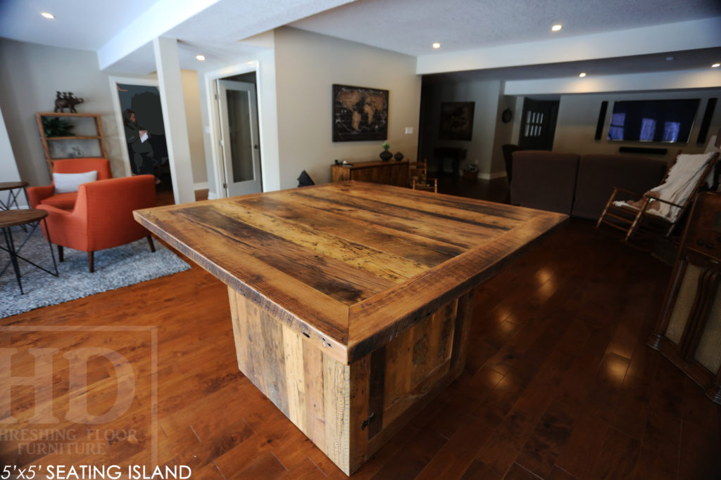 reclaimed wood island, kitchen island, custom island, solid wood island, puslinch, ontario, barnwood kitchen island, rustic kitchen island, cottage island, reclaimed wood, hd threshing, epoxy finish, rustic furniture canada, rustic furniture ontario, ontario made, island, wood island, epoxy island, puslinch furniture