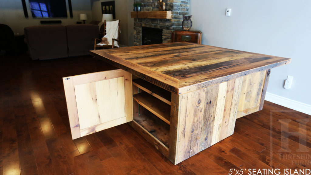 reclaimed wood island, kitchen island, custom island, solid wood island, puslinch, ontario, barnwood kitchen island, rustic kitchen island, cottage island, reclaimed wood, hd threshing, epoxy finish, rustic furniture canada, rustic furniture ontario, ontario made, island, wood island, epoxy island, puslinch furniture