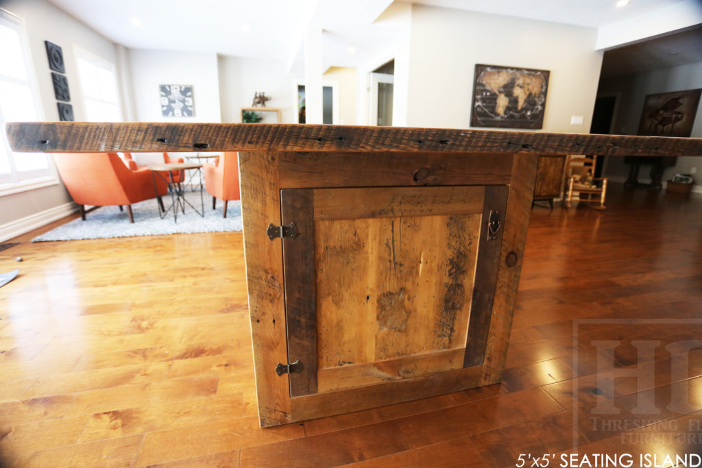 reclaimed wood island, kitchen island, custom island, solid wood island, puslinch, ontario, barnwood kitchen island, rustic kitchen island, cottage island, reclaimed wood, hd threshing, epoxy finish, rustic furniture canada, rustic furniture ontario, ontario made, island, wood island, epoxy island, puslinch furniture