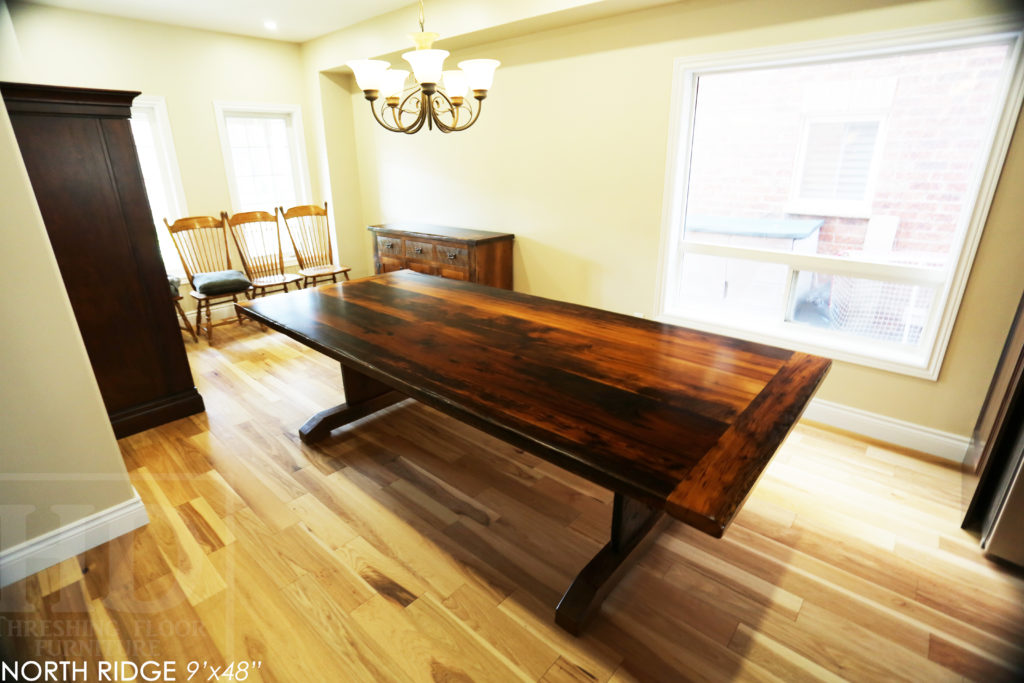 reclaimed wood table Georgetown, Ontario, trestle table, rustic furniture canada, barnwood, custom table, epoxy, ontario wood, gerald reinink, farmhouse table
