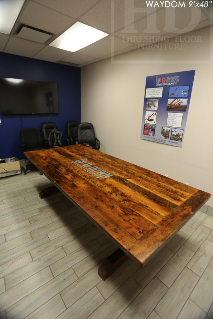 boardroom table canada, reclaimed wood boardroom table, conference table, rustic boardroom table, unique boardroom table, custom boardroom table, ayr, ontario, custom boardroom table ontario, hemlock, epoxy, threshing table, hd threshing, gerald reinink, office furniture ontario, rustic, farmhouse, Ayr Ontario
