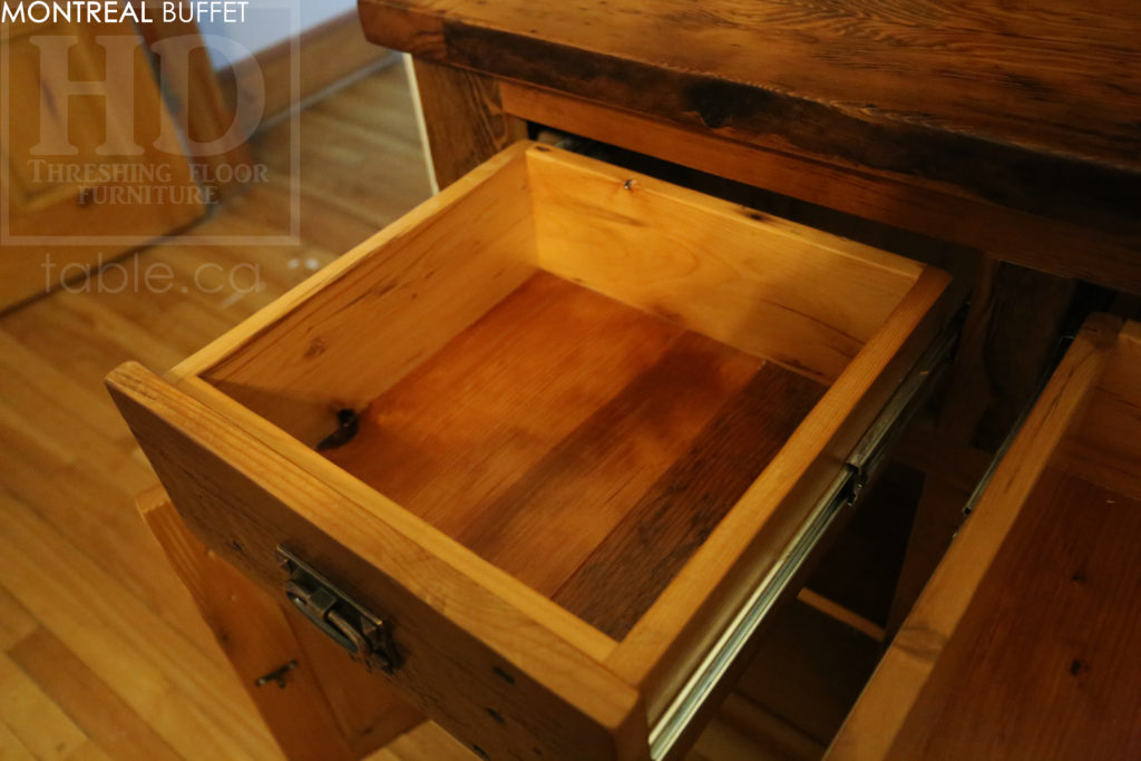 reclaimed wood buffet, credenza, cabinet, custom reclaimed wood cabinet, Montreal, Quebec, HD Threshing, Lee Valley Hardware, distressed wood cabinet, farmhouse, rustic, cottage, mennonite furniture, hand made, pioneer, recycled wood, ontario barns, gerald reinink