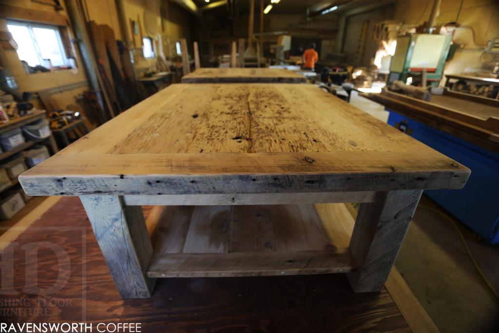 reclaimed wood coffee table, huntsville ontario, rustic coffee table, solid wood coffee table, epoxy, resin, unique coffee table, rustic furniture canada, mennonite furniture, custom coffee table, hd threshing, gerald reinink