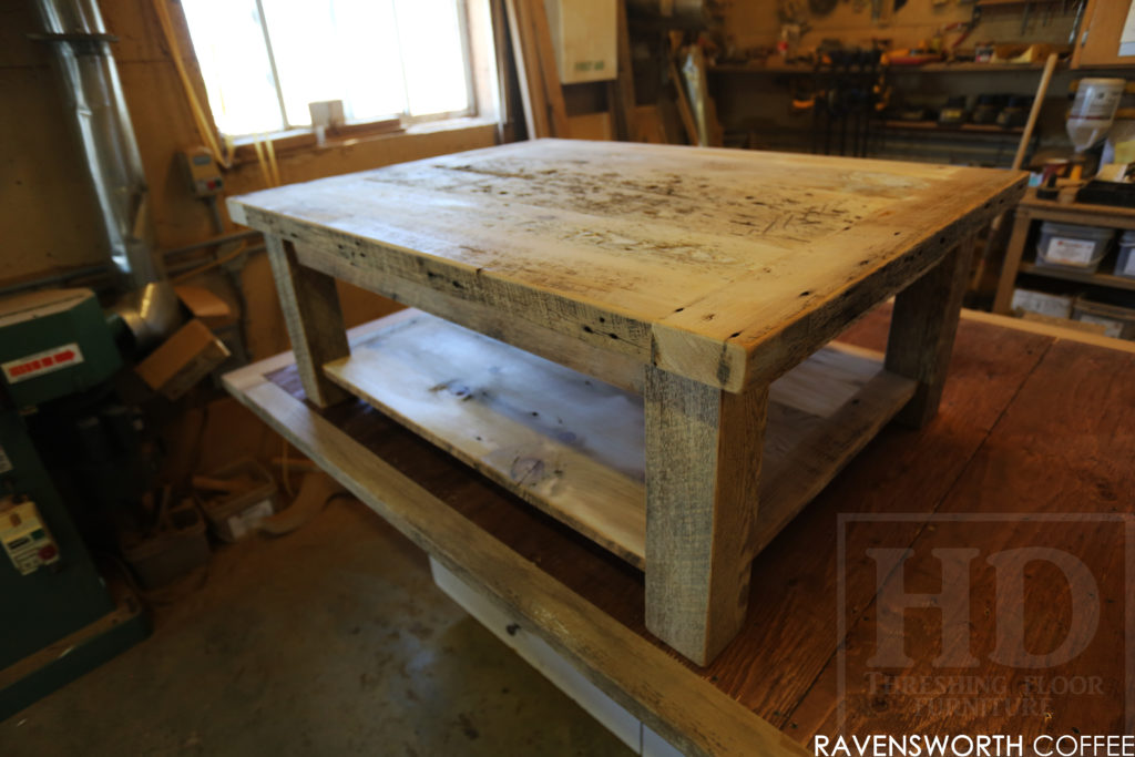 reclaimed wood coffee table, huntsville ontario, rustic coffee table, solid wood coffee table, epoxy, resin, unique coffee table, rustic furniture canada, mennonite furniture, custom coffee table, hd threshing, gerald reinink