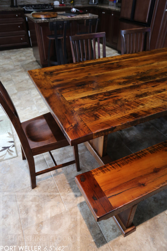 Niagara on the Lake, reclaimed wood table, epoxy, HD Threshing, wormy maple chairs, rustic table, reclaimed wood bench, lazy susan, Gerald Reinink